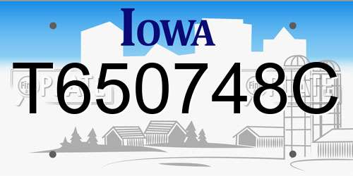 T650748C Iowa License Plate