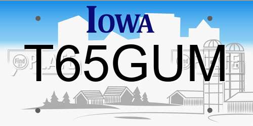 T65GUM Iowa License Plate