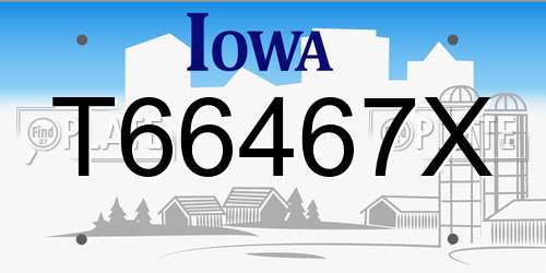 T66467X Iowa License Plate