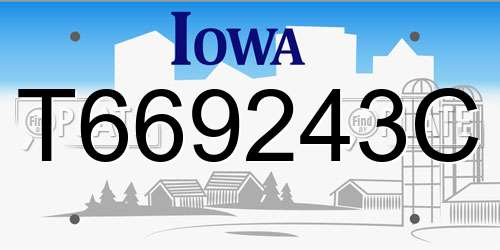 T669243C Iowa License Plate