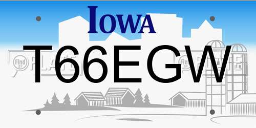 T66EGW Iowa License Plate
