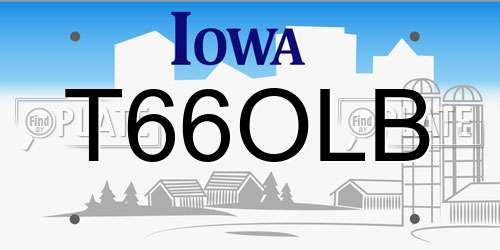 T66OLB Iowa License Plate
