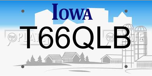 T66QLB Iowa License Plate