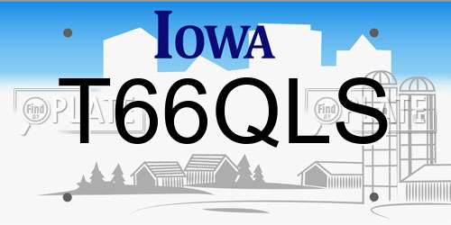 T66QLS Iowa License Plate