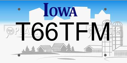 T66TFM Iowa License Plate