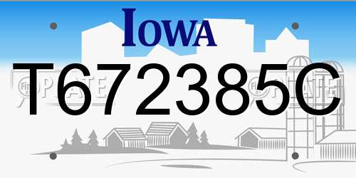 T672385C Iowa License Plate