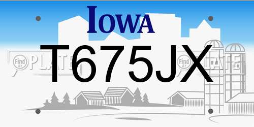 T675JX Iowa License Plate