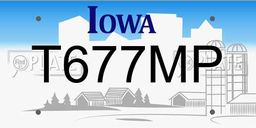 T677MP Iowa License Plate