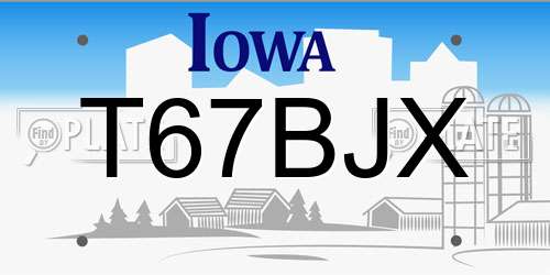 T67BJX Iowa License Plate