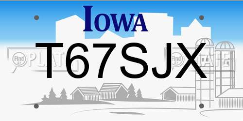 T67SJX Iowa License Plate