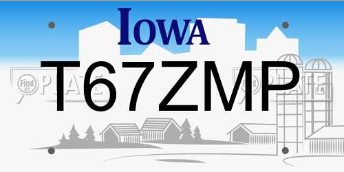 T67ZMP Iowa License Plate