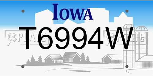 T6994W Iowa License Plate
