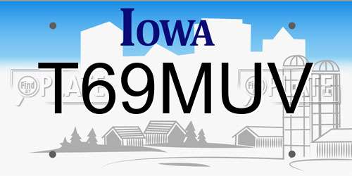 T69MUV Iowa License Plate