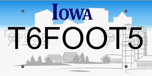 T6FOOT5 Iowa License Plate