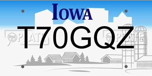 T70GQZ Iowa License Plate
