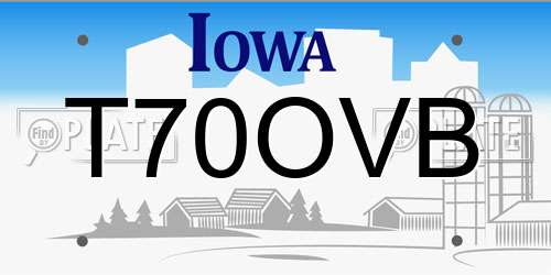 T70OVB Iowa License Plate