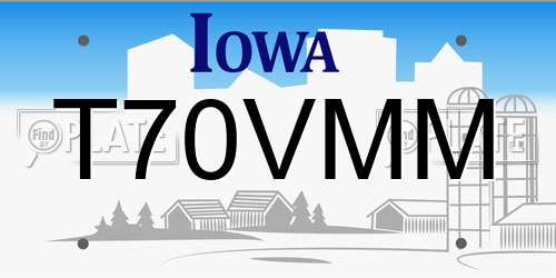 T70VMM Iowa License Plate
