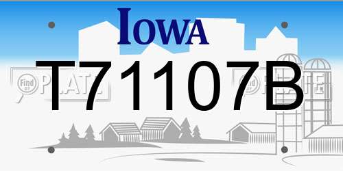 T71107B Iowa License Plate