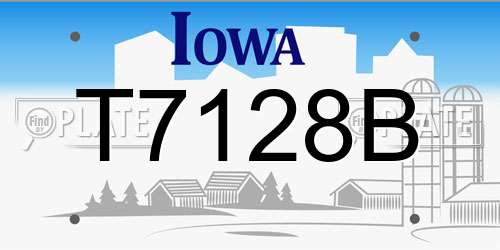 T7128B Iowa License Plate