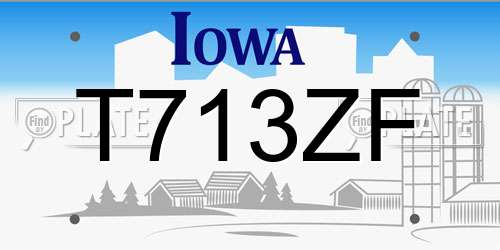 T713ZF Iowa License Plate