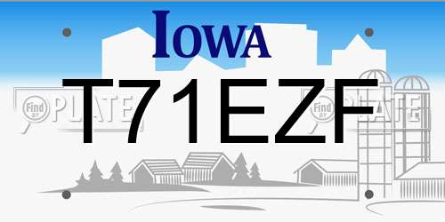 T71EZF Iowa License Plate