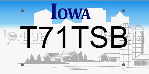 T71TSB Iowa License Plate