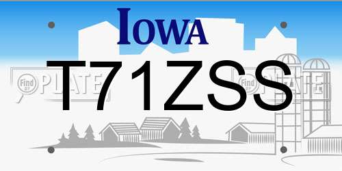 T71ZSS Iowa License Plate