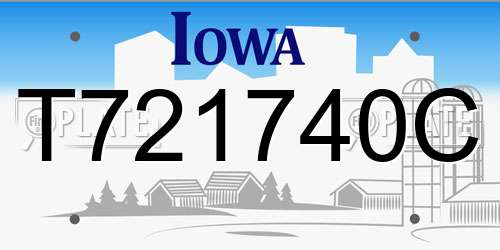 T721740C Iowa License Plate