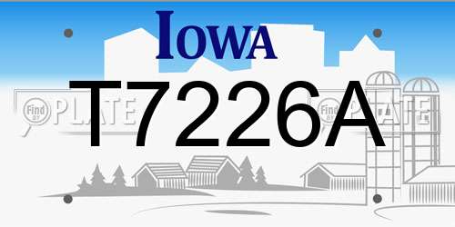 T7226A Iowa License Plate