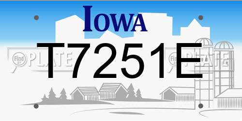 T7251E Iowa License Plate