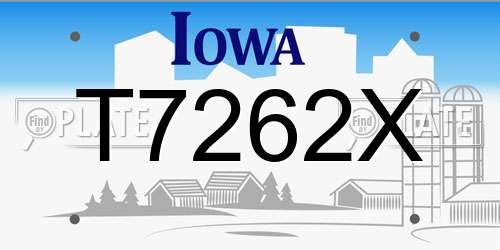 T7262X Iowa License Plate