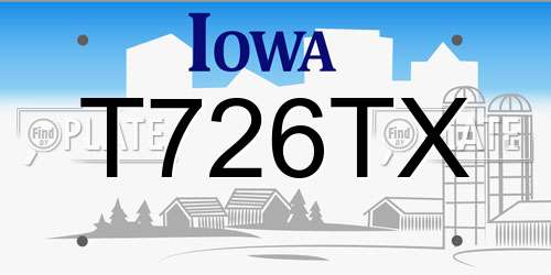 T726TX Iowa License Plate