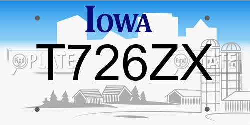 T726ZX Iowa License Plate