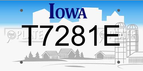 T7281E Iowa License Plate