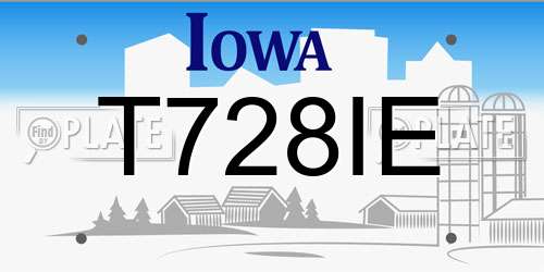 T728IE Iowa License Plate