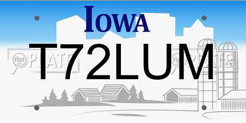 T72LUM Iowa License Plate