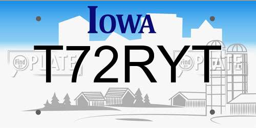 T72RYT Iowa License Plate
