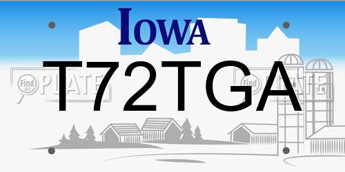 T72TGA Iowa License Plate
