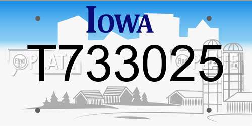T733025 Iowa License Plate