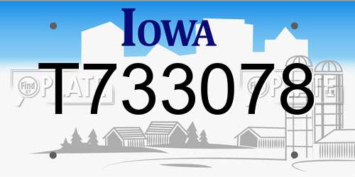 T733078 Iowa License Plate