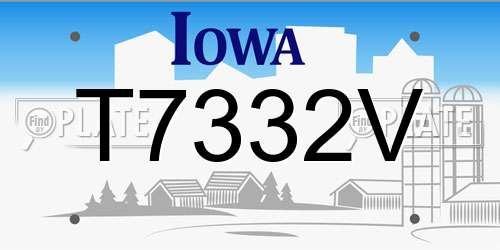 T7332V Iowa License Plate