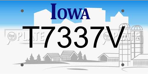 T7337V Iowa License Plate