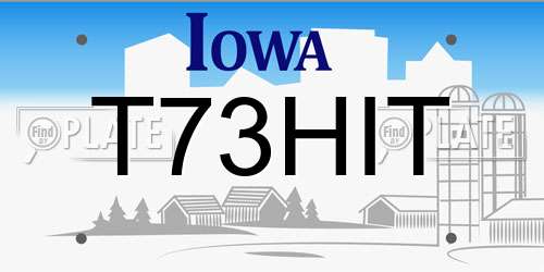 T73HIT Iowa License Plate