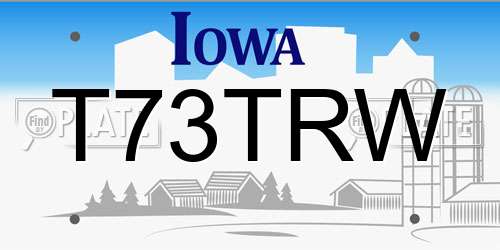 T73TRW Iowa License Plate