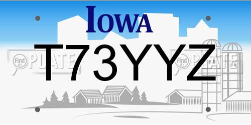 T73YYZ Iowa License Plate