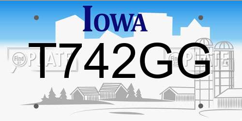 T742GG Iowa License Plate