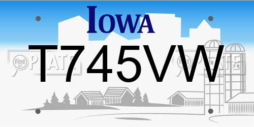 T745VW Iowa License Plate