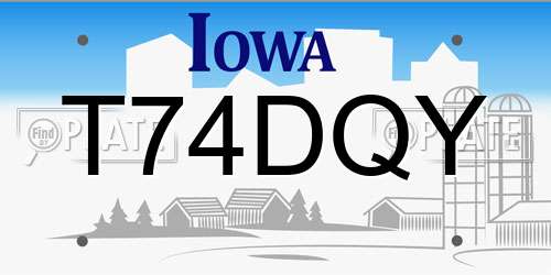 T74DQY Iowa License Plate