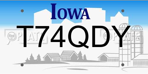 T74QDY Iowa License Plate