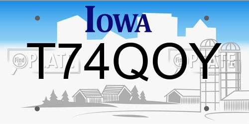 T74QOY Iowa License Plate